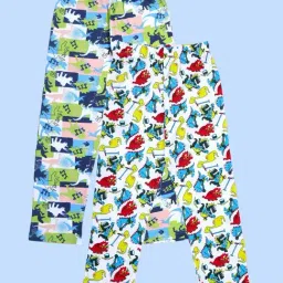 Kiddopanti Boys Neon Green & White Cotton Printed Regular Fit Bottoms - Pack of 2-picture-7