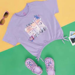 Pantaloons Junior Kids Pastel Lilac Cotton Printed T-Shirt-picture-33