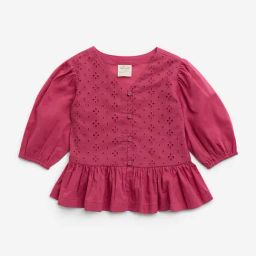 Utsa Kids by Westside Pink Schiffli Design Cotton Top-image-68