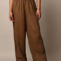 Only Brown Linen Pull-On Pants-image-51