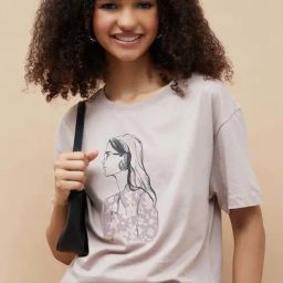Fame Forever By Lifestyle Beige Cotton Regular Fit Printed T-Shirt-image-28