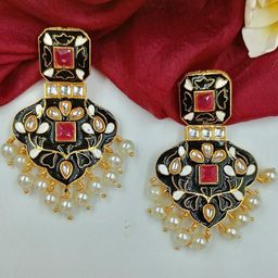 FindHerFavorite Gold Plated Meenakari Artificial Beads Beaded Contemporary Chandbalis-0