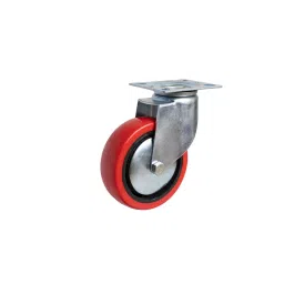 Muvall Castor Wheel Red Polyuretahane (PU) With Pressed Mild Steel I-Let Type Castor Swivel 150 mm Dia. x 50 mm Width, PSTIL S 150 50 PUB-image-68
