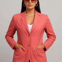 Talethread Linen Cotton Single-Breasted Casual Blazer-image-82