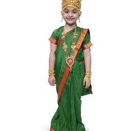 Kaku Fancy Dresses Girls Devi Laxmi Saree Costume With Accessories-image-45