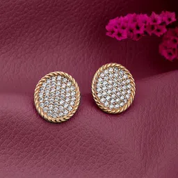 Carlton London 18kt Rose Gold Plated CZ Fancy Stud Earring-32