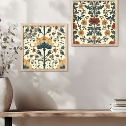 WALLLANE Brown & Green 2 Pieces Floral Printed Wooden Wall Art-image-91