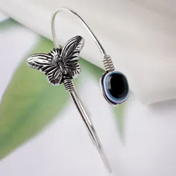 Sangria Silver-Plated Oxidised Evil Eye Kada Bracelet-image-84