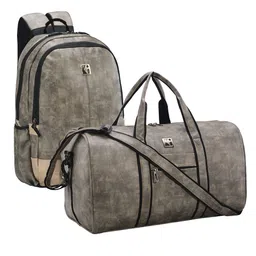 Kuber Industries Unisex Set Of 2 Reversible Leather Duffel Bag And Laptop Travel Backpack-34