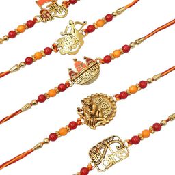 MEIRA JEWELLERY 7 Pcs Mauli Thread Rakhi With Greeting Card & Roli Chawal-image-49
