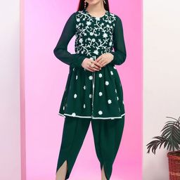 BAESD Girls Floral Embroidered Regular Kurti with Dhoti Pants-image-39