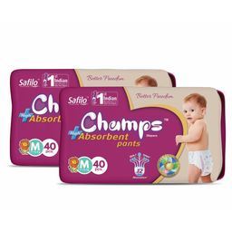 Champs High Absorbent Pant Style Diaper Medium Pack of 2 White - 80 Pieces-28
