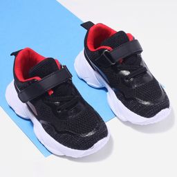 Cute Walk by Babyhug Sneakers With Velcro Closure Solid - Black Red-image-4