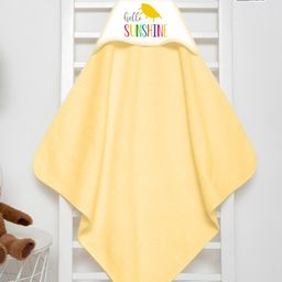 babywish Hooded Towel Hello Sunshine Print - Peach-image-2