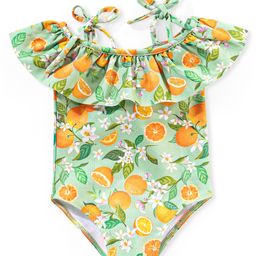 Babyhug Sleeveless V Cut Swimsuit Floral Print - Green-picture-11