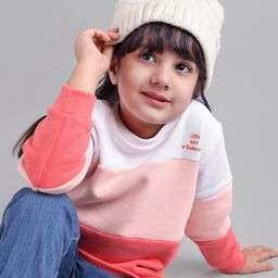 Babyoye 100% Cotton Full Sleeves Sweatshirt With Cut & Sew Pattern - Pink White & Red-image-23
