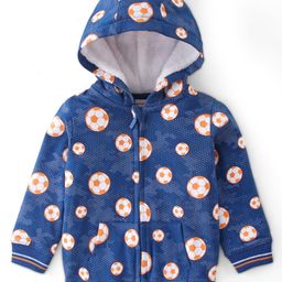 Babyhug 100% Cotton Knit Full Sleeves Sweat Jacket with Hood with Ball Design- Navy Blue-image-22