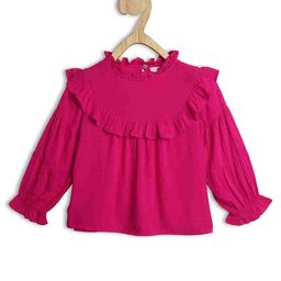 Chuppan Chupai Full Sleeves Frill Detailed Solid  Top - Fuchsia Pink-image-79