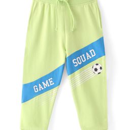 Babyhug Cotton Knit Full Length Lounge and Track Pant with Text Print - Limegreen-image-59