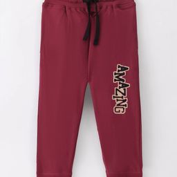 Doreme Single Jersey Knit Ankle Length Lounge Pant  Text Print - Chilli Red-23