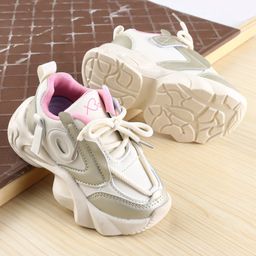 Babyoye Lace Up Solid Colour Sneaker Shoes - Pink-image-41