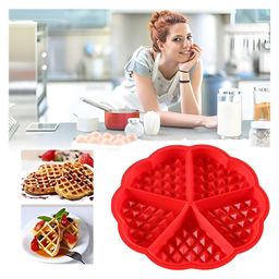 COZY VIBES Waffle Baking Mould, Chocolate Mould, Silicone Baking Tool Round Red Non-Stick Muffin Pans-PACK OF 1-COLOR MAY VARY-10