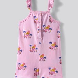 Bonfino 100% Cotton Knit Frill Sleeves Beach Theme Printed Jumpsuit - Pink-image-63