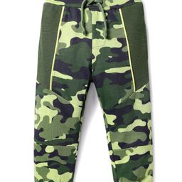Babyhug Terry Knit Full Length Lounge Pant With Camouflage Print - Green-image-76