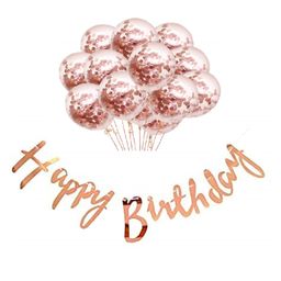 Bubble Trouble Happy Birthday Banner With Rose Gold Confetti Balloons 8 Pcs For Decoration - Combo Set for Girls Boys Husband Wife Birthday Decorations Items-image-55