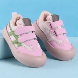 Babyoye Velcro Closure Casual Shoes with Tape Detailing - Pink-image-12