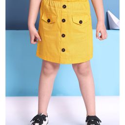 BaawRi Cotton Woven Polka Dots Printed Skirt - Yellow-image-71