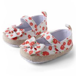 KIDLINGSS Bow Applique Detailed & Floral Designed With Velcro Closure Booties - Red-picture-30