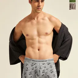 URBAN ADVENTURE Pack Of 3 Printed Breathable Trunks 3UAM-015-P(GRN-GRY-BRN)-12