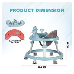 PlayRoots Multifunctional Butterfly Walker with Removable Musical Tray & 2 Level Height Adjustment - Blue image 3