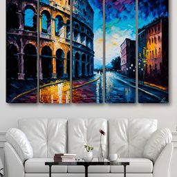 Aura Blue & Brown 5 Piece Synthetic Wood Other Wall Paintings-image-94
