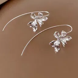 Krelin Silver-Plated Floral Shaped Drop Earrings-47