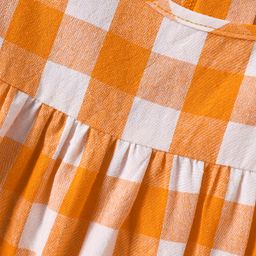 Mark & Mia Cotton Half Flutter Sleeves Checkered Frock - Orange image 4