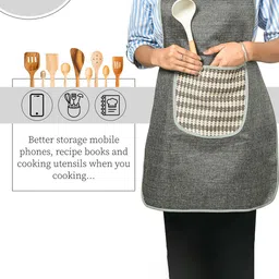 Kuber Industries 2-Pcs Grey Waterproof Aprons With BigFrontPocket image 2