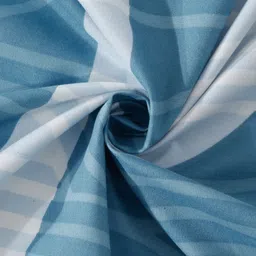 Myntra Elegant Homes Blue Geometric Printed 300 TC Fitted King Bedsheet Set 2.70m x 2.70m-image-5