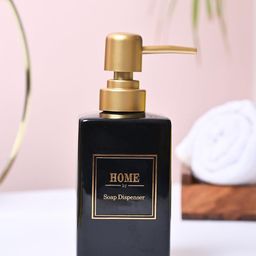 MARKET99 Black & Gold-Toned Solid Ceramic Soap Dispenser-5