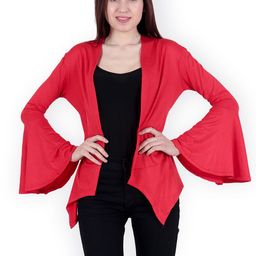 SCORPIUS Red Solid Open Front Shrug-15