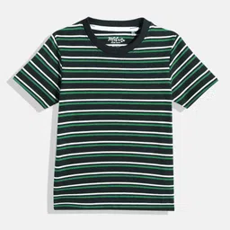 METRO KIDS COMPANY Boys Black & Green Striped T-shirt-image-60