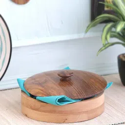 VarEesha Enamelled Beige Sheesham Wood Multipurpose Casserole - Set of 1-image-88