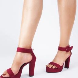 The White Pole Women's Red Ankle Strap Sandals-45