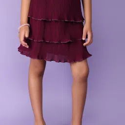 V-Mart Girls Pure Cotton Tiered Flared Layered Skirt-image-52