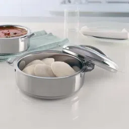 Borosil Silver Stainless Steel Insulated Idli Bowl with Lid (5000 ml) - Set of 1-image-39