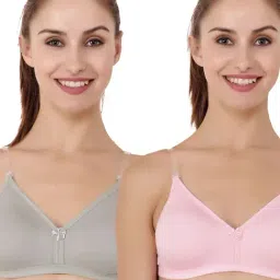 Floret Multicolor Non Wired Non Padded T-Shirt Bra (Pack Of 2)-image-79