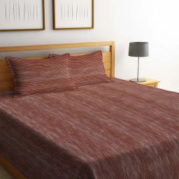 Klotthe Solid Brown 300 TC Cotton King Bedsheet with 2 Pillow Covers-image-60