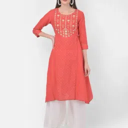 Span Pink Cotton Printed A Line Kurta-picture-9