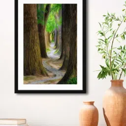999Store Brown & Green MDF Nature Road View Printed Paper Wall Painting - Set of 1-46